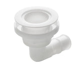 VETUS Thru-hull, 90 degree angled with low flange, Delrin, for hose Ø 25 mm (1") THRH25BL